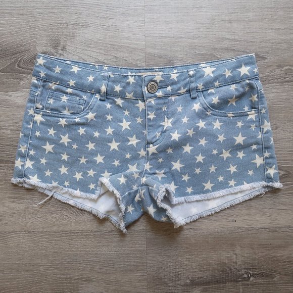 BAJEE COLLECTION by be cool Star Denim Fray Shorts - Picture 1 of 4